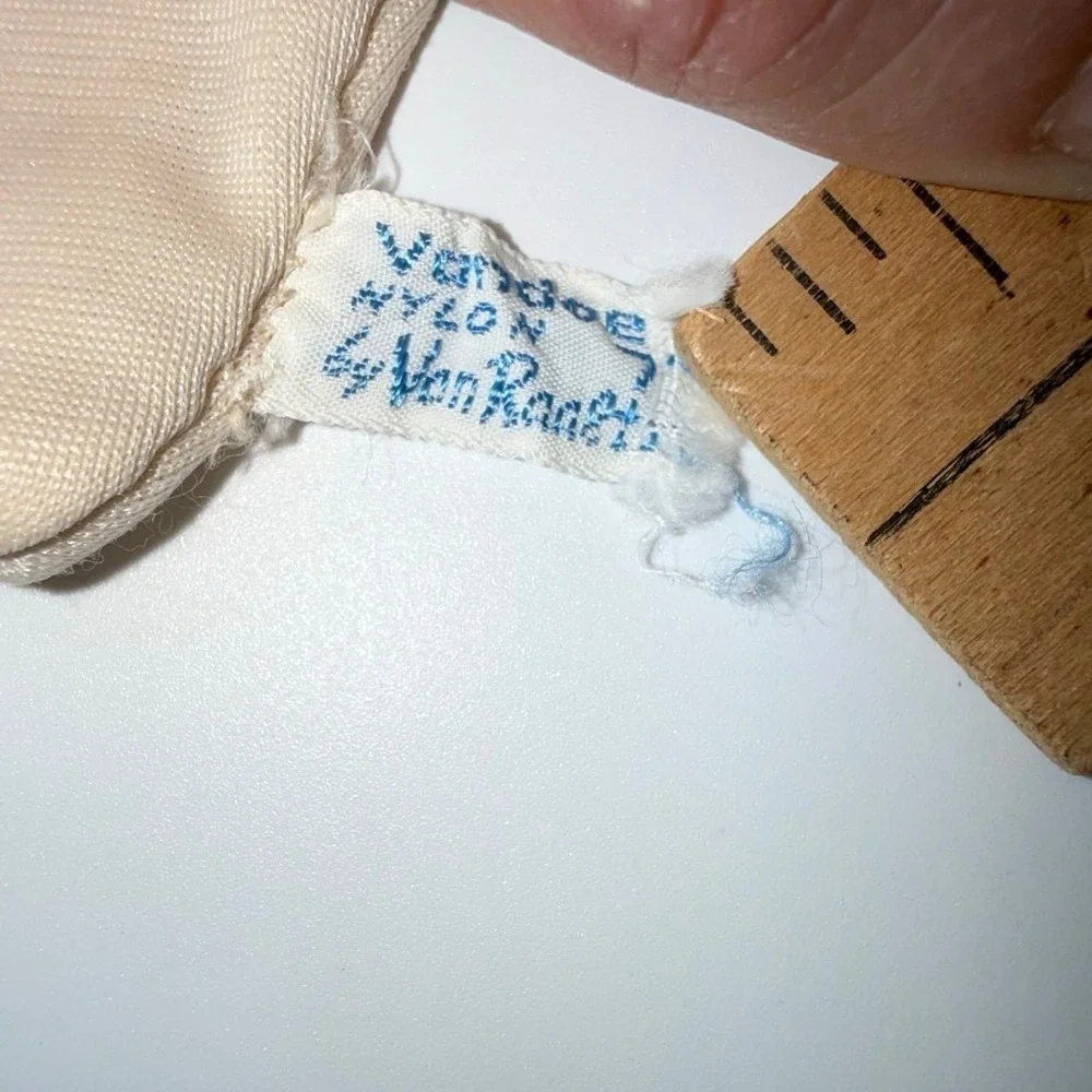 Vintage Van Raalte Ivory Cotton Jersey Dress Gloves Mid Forearm 1950s 13